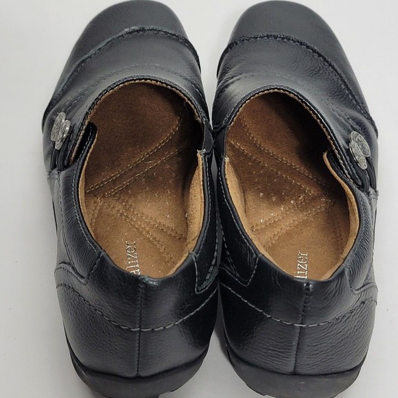 Women's Black Leather Slip-On Shoes - Picture 6 of 8